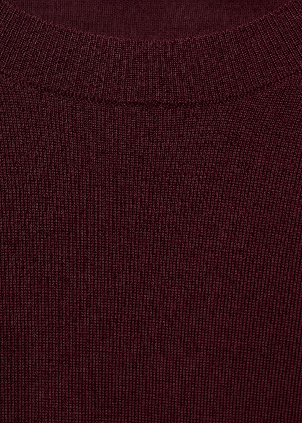 Red Merino Wool Crew Neck Sweater, Dark Red, large image number 1