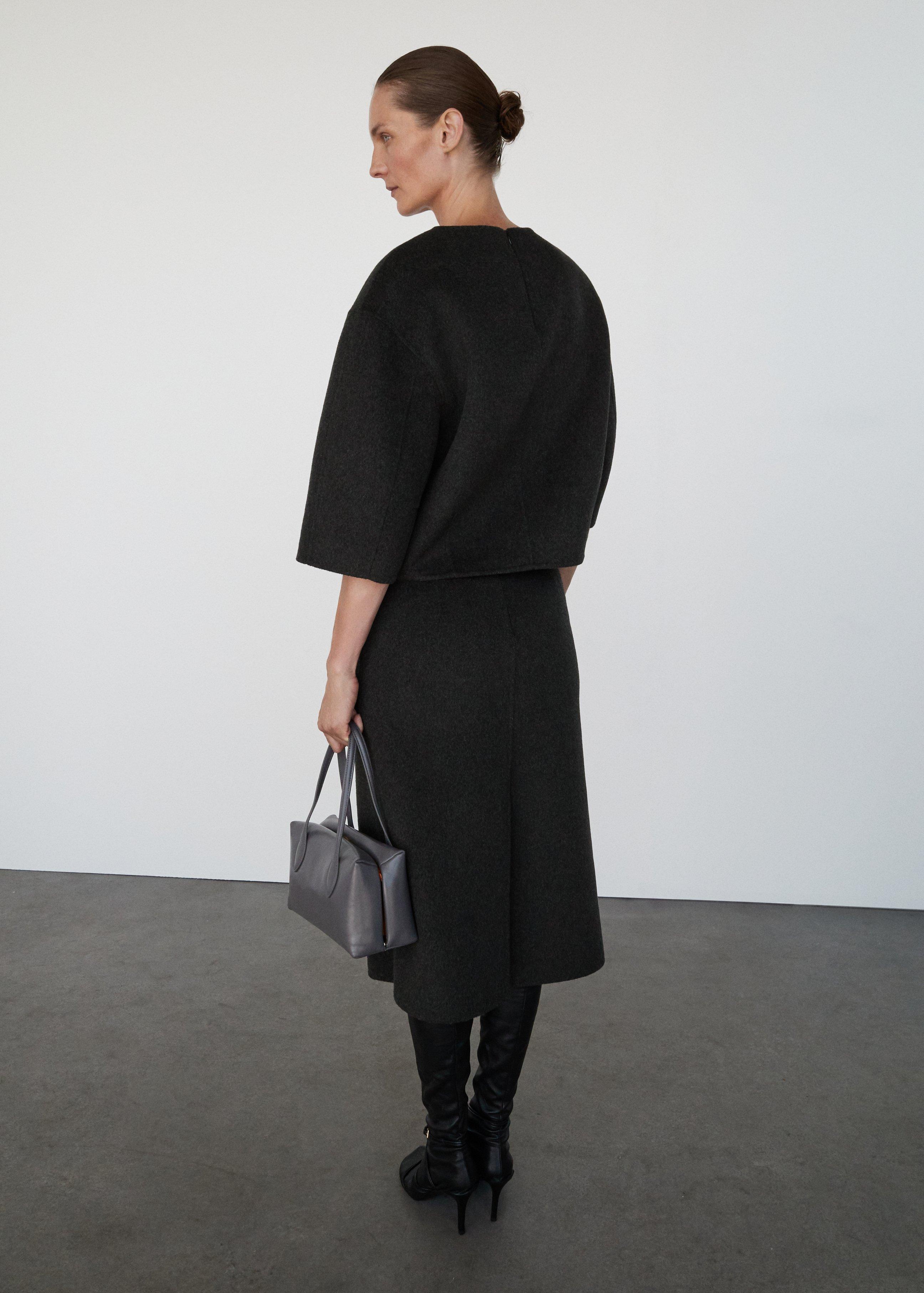 Grey Wool Midi Skirt With Slit, Grey, large image number 2