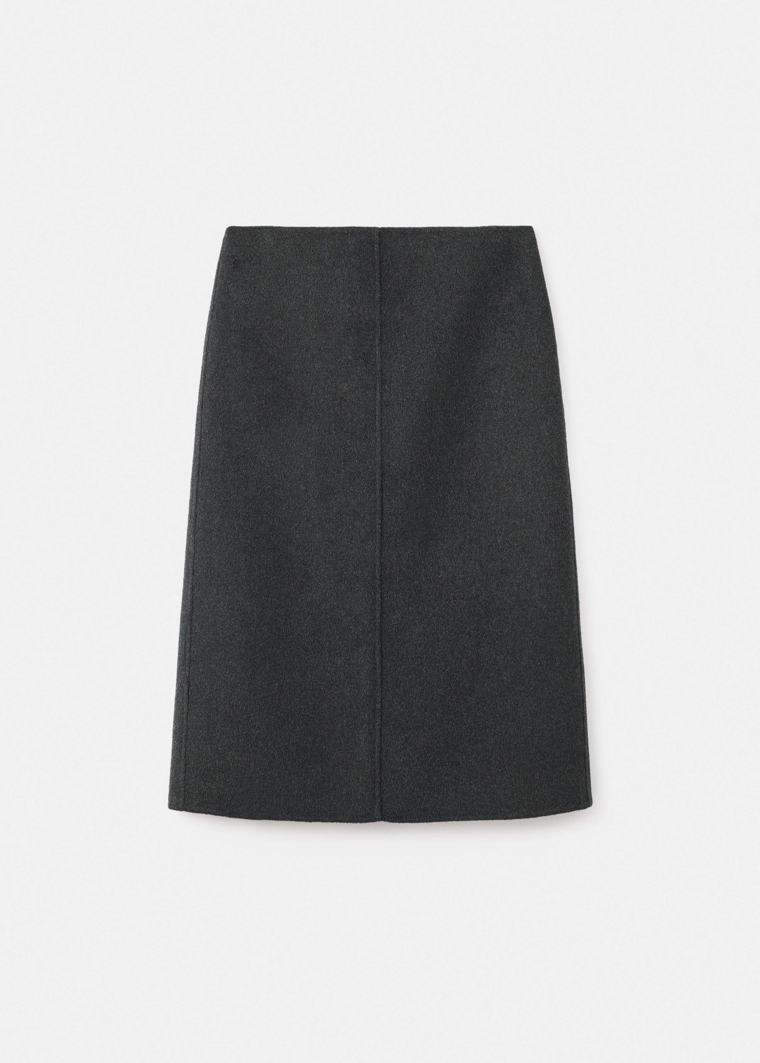 Grey Wool Midi Skirt With Slit, Grey, large image number 4