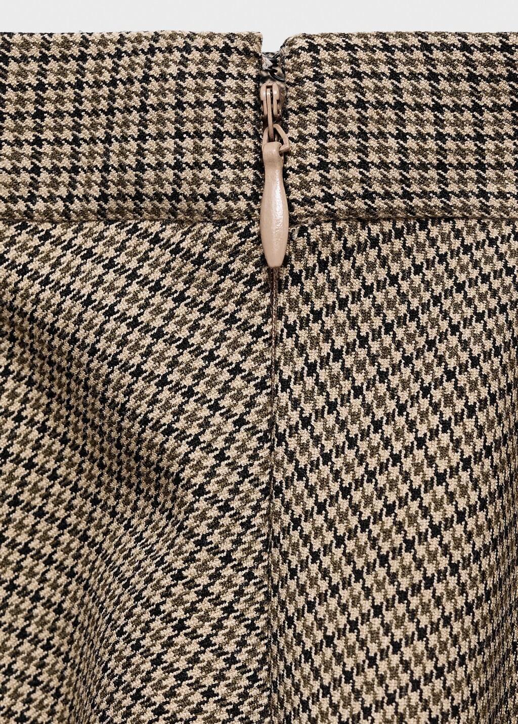 Brown Houndstooth Wool-Blend Skirt, Brown, large image number 1
