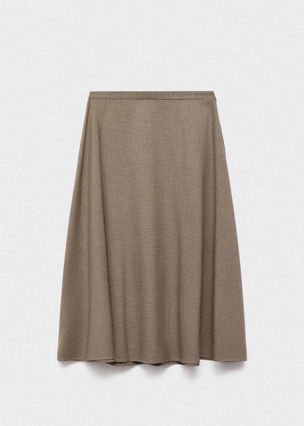 Brown Houndstooth Wool-Blend Skirt, Brown, large image number 7