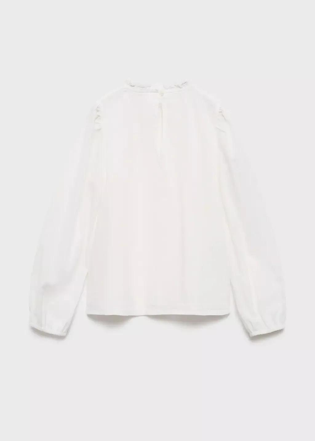 White Cotton Lace Blouse, Kids Girls, White, large image number 1