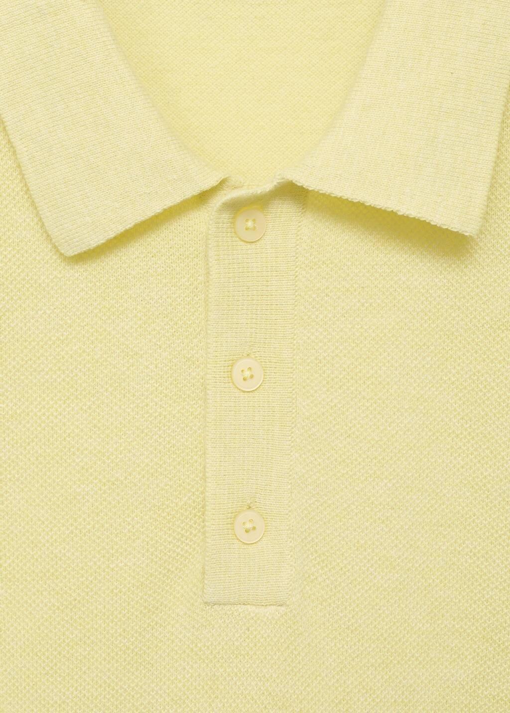 Yellow Structured Knitted Slim-Fit Polo Shirt, Bright Yellow, large image number 1