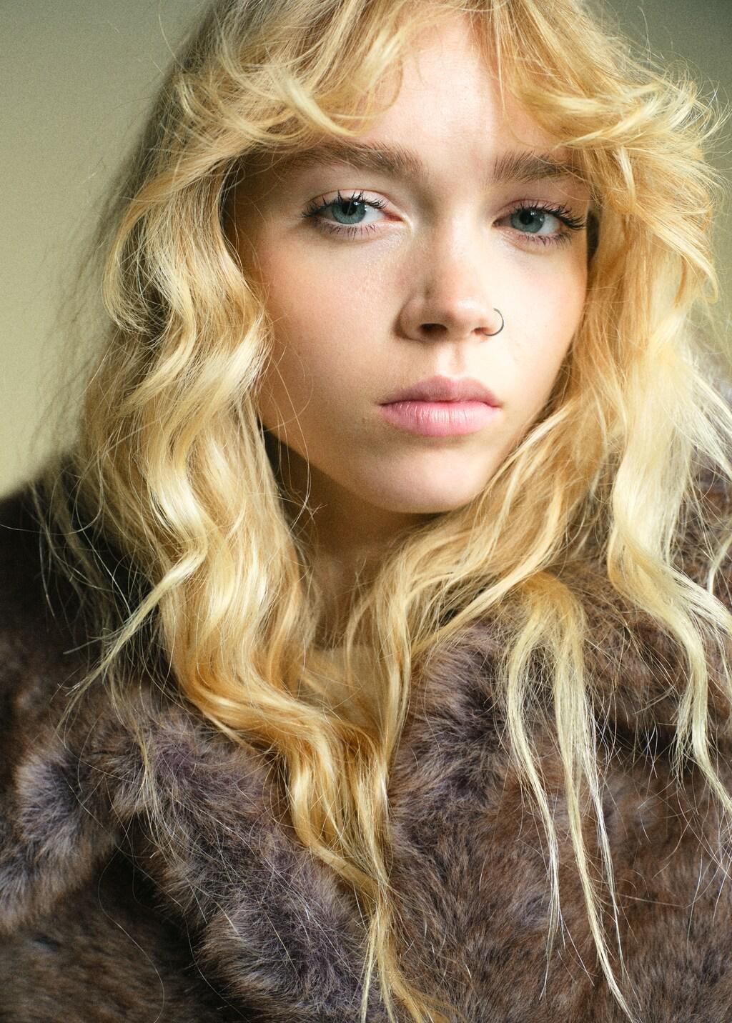 LIGHT BEIGE Faux-fur cropped jacket, Light Beige, large image number 4