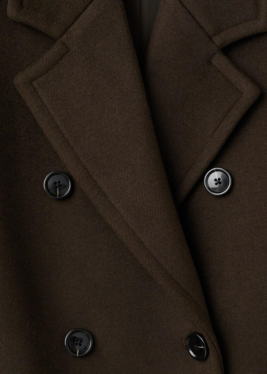 Khaki Double-Breasted Wool Coat, 0201_37, large image number 1