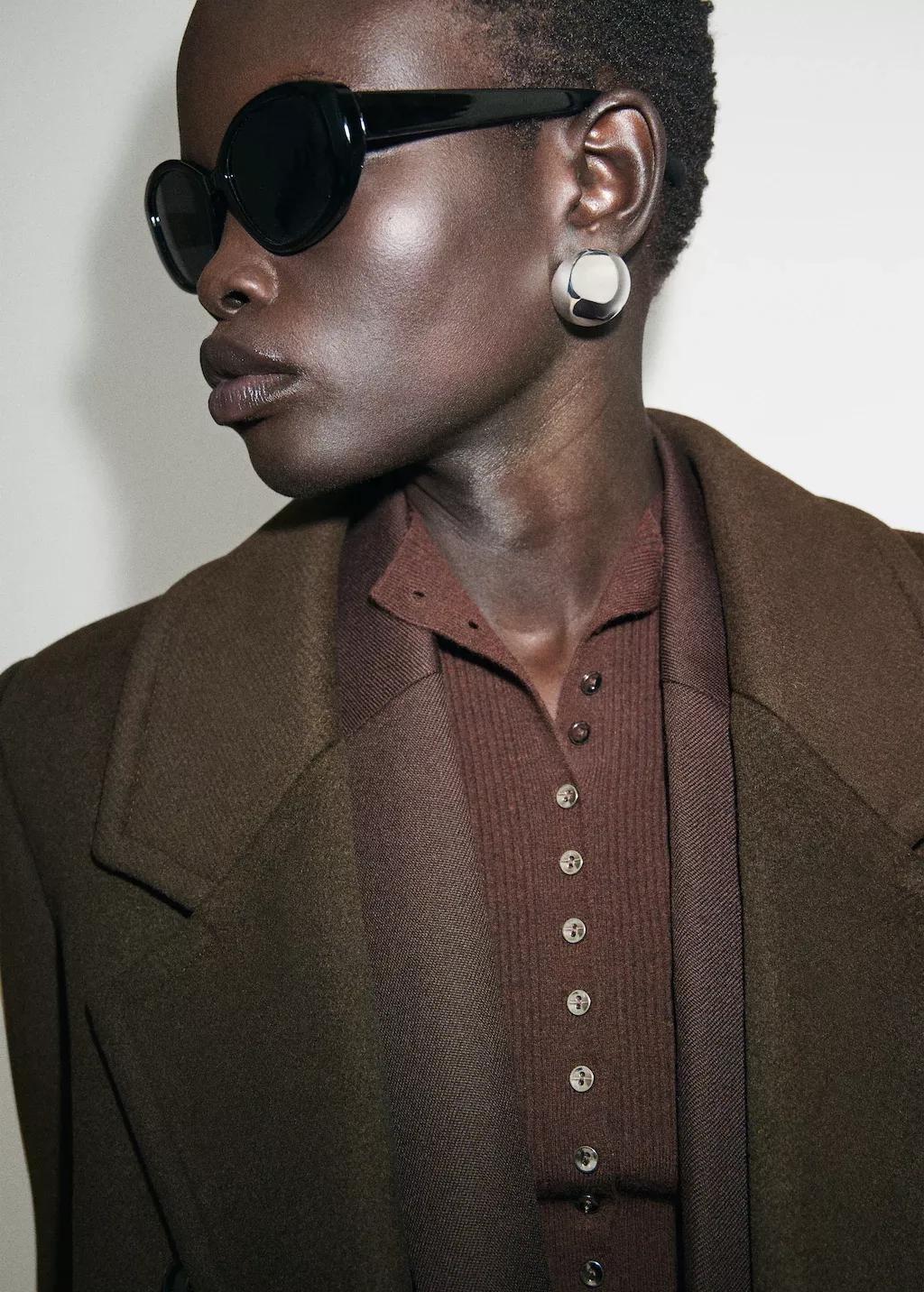 Khaki Double-Breasted Wool Coat, 0201_37, large image number 4