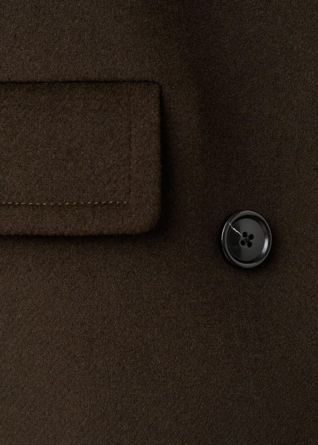Khaki Double-Breasted Wool Coat, 0201_37, large image number 5