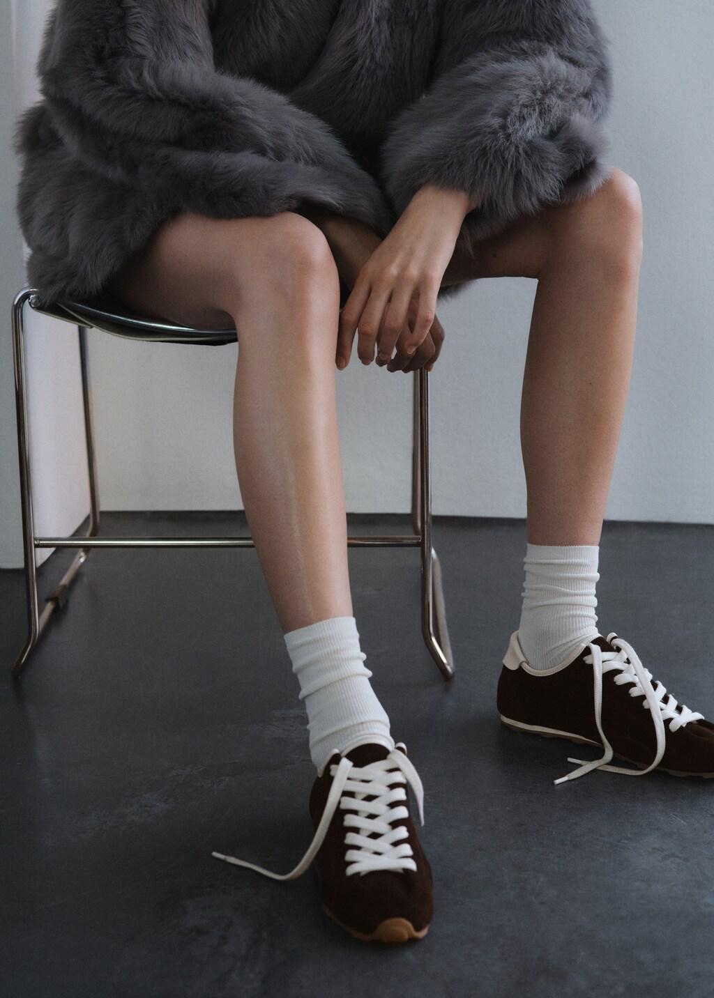 Brown Suede Contrast Trainers, Dark Brown, large image number 0