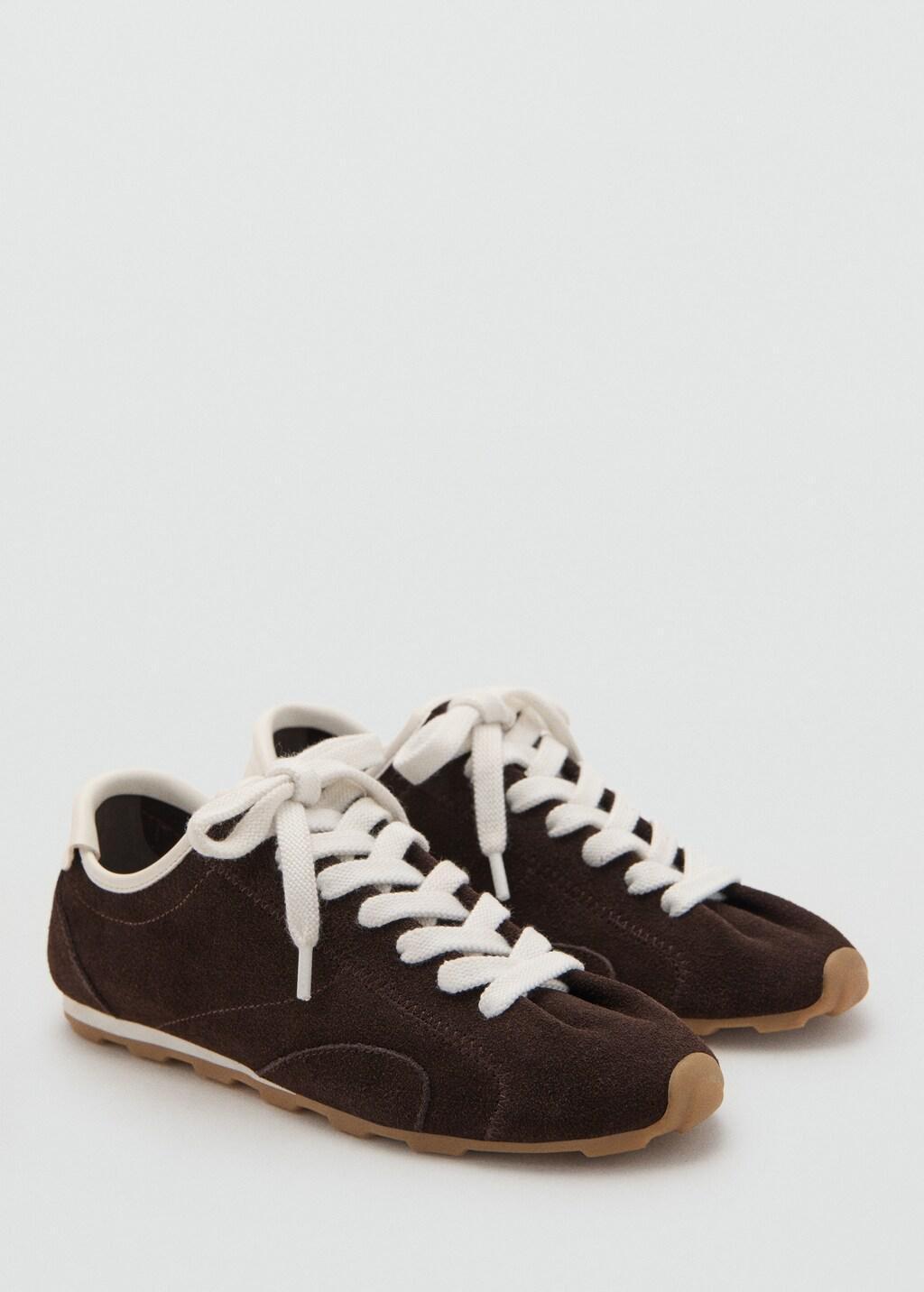 Brown Suede Contrast Trainers, Dark Brown, medium