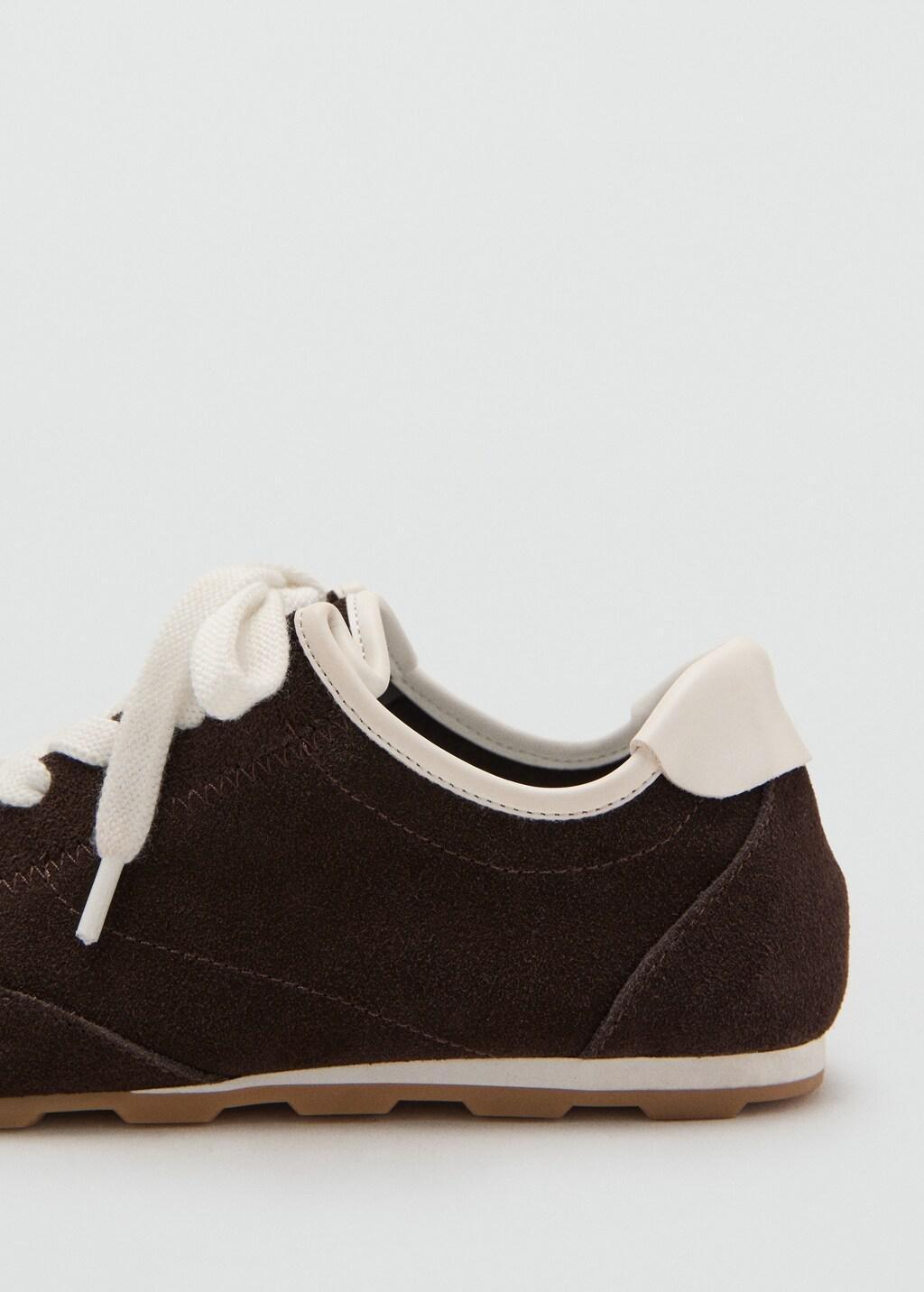 Brown Suede Contrast Trainers, Dark Brown, medium