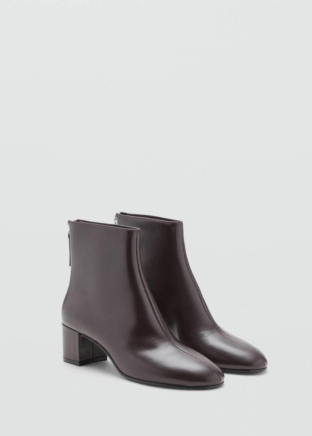 DARK BROWN Leather ankle boots with block heel, 0201_32, medium
