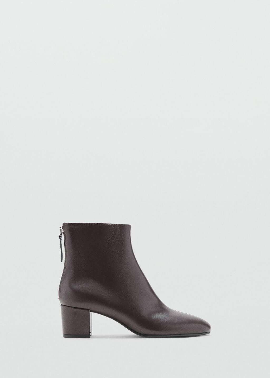 DARK BROWN Leather ankle boots with block heel, 0201_32, large image number 3