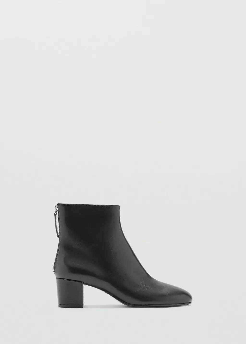BLACK Leather ankle boots with block heel, 0201_99, large image number 3