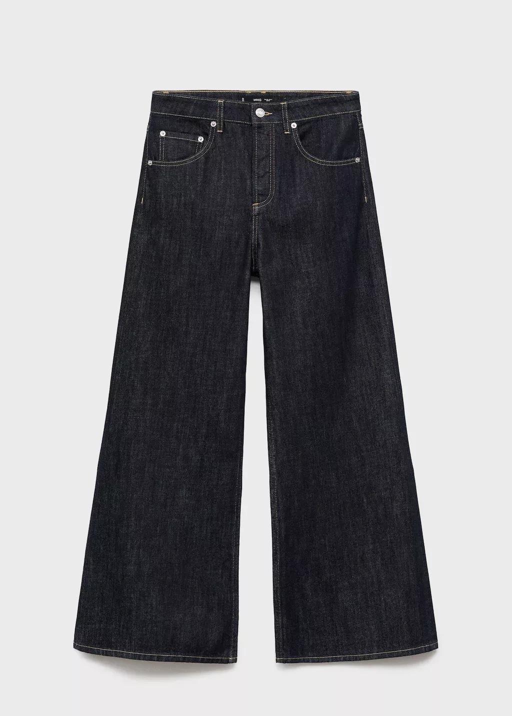 Blue Wide-Leg Jeans With Buttons, Open Blue, medium