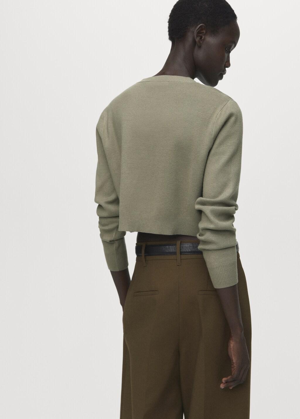 Khaki Knitted Button Cardigan, 0201_37, large image number 2