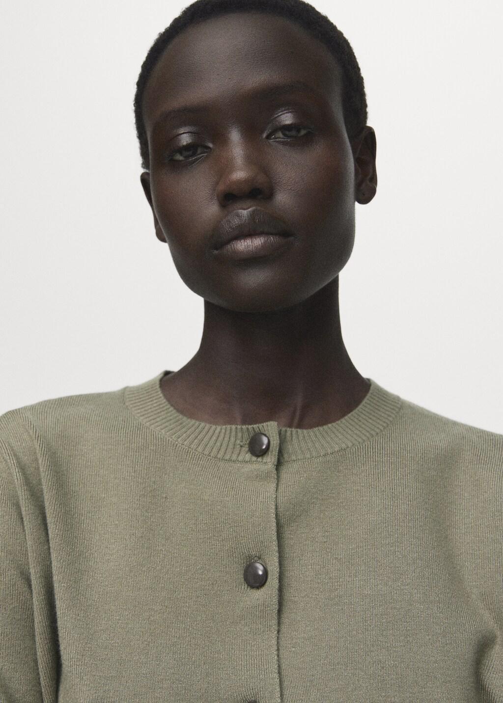 Khaki Knitted Button Cardigan, 0201_37, large image number 4