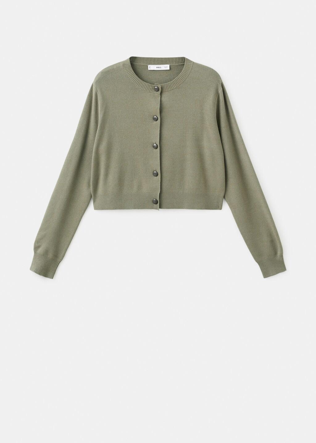 Khaki Knitted Button Cardigan, 0201_37, large image number 6