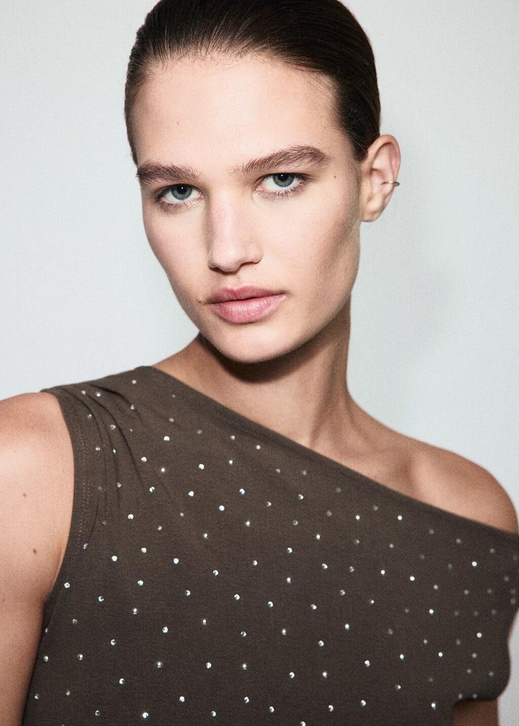 BROWN Asymmetrical top with rhinestones, 0201_30, large image number 4