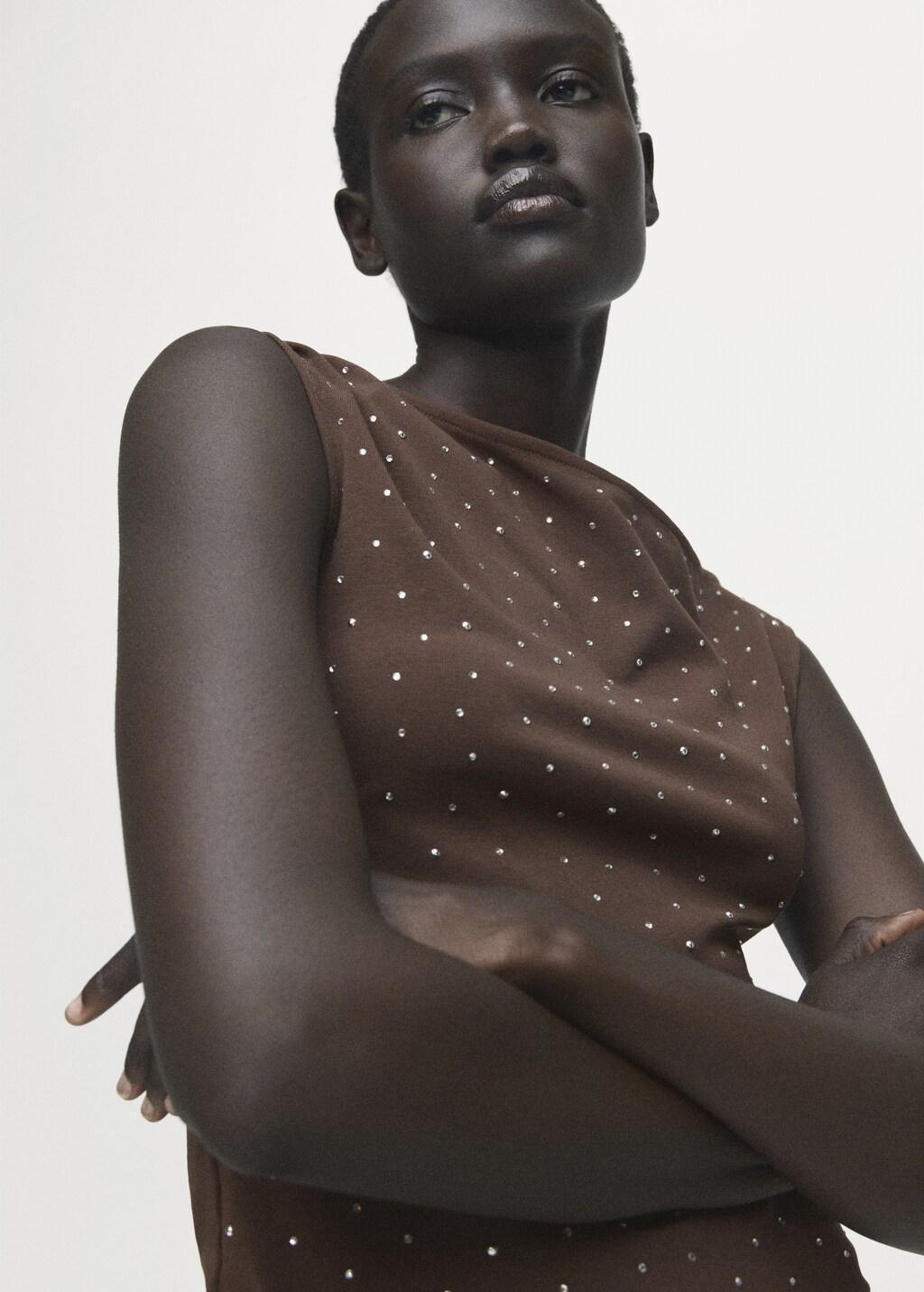 BROWN Asymmetrical top with rhinestones, 0201_30, large image number 6