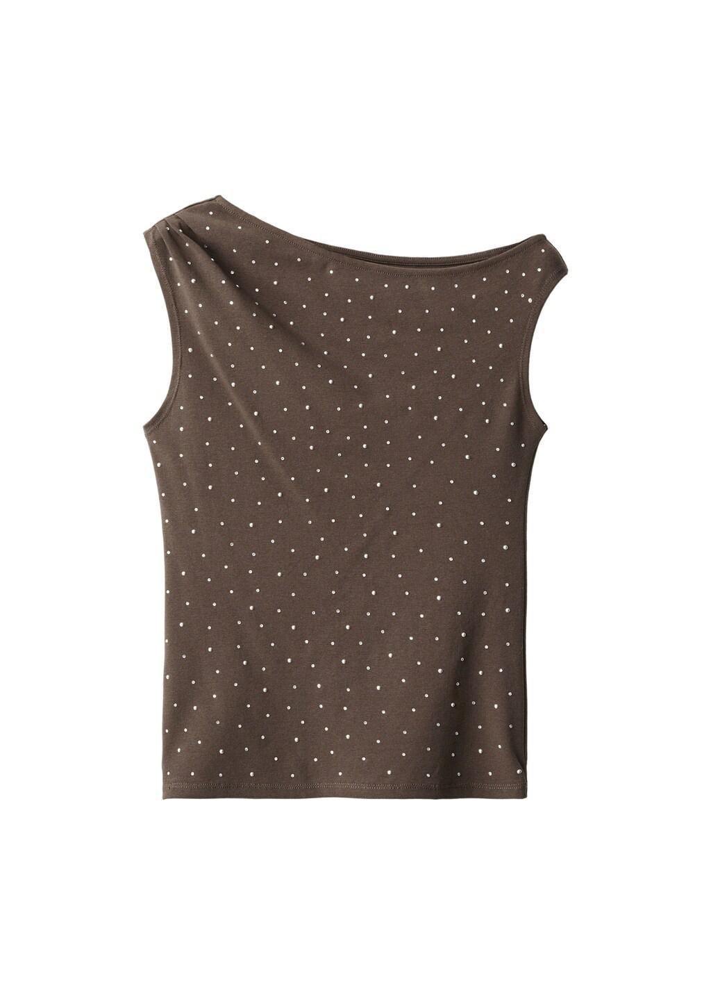 BROWN Asymmetrical top with rhinestones, 0201_30, large image number 7