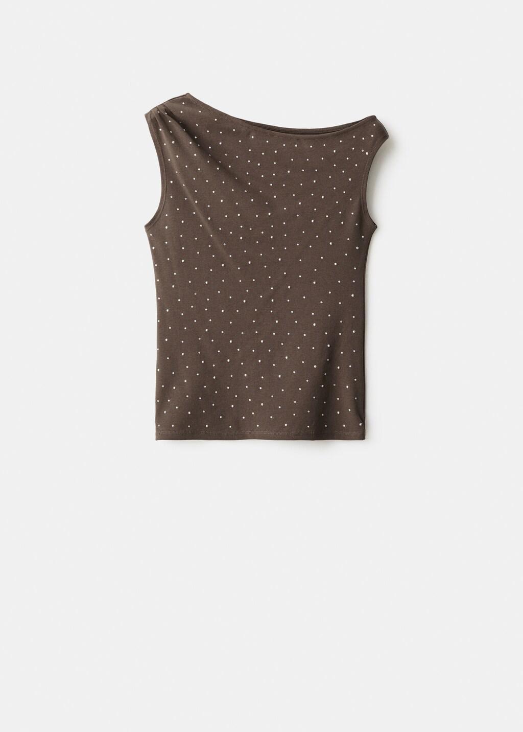 BROWN Asymmetrical top with rhinestones, 0201_30, large image number 8