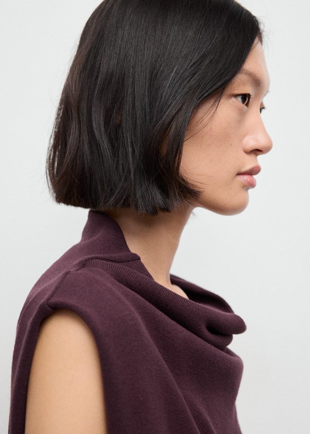 Red Draped Neck Top, Dark Red, large image number 4