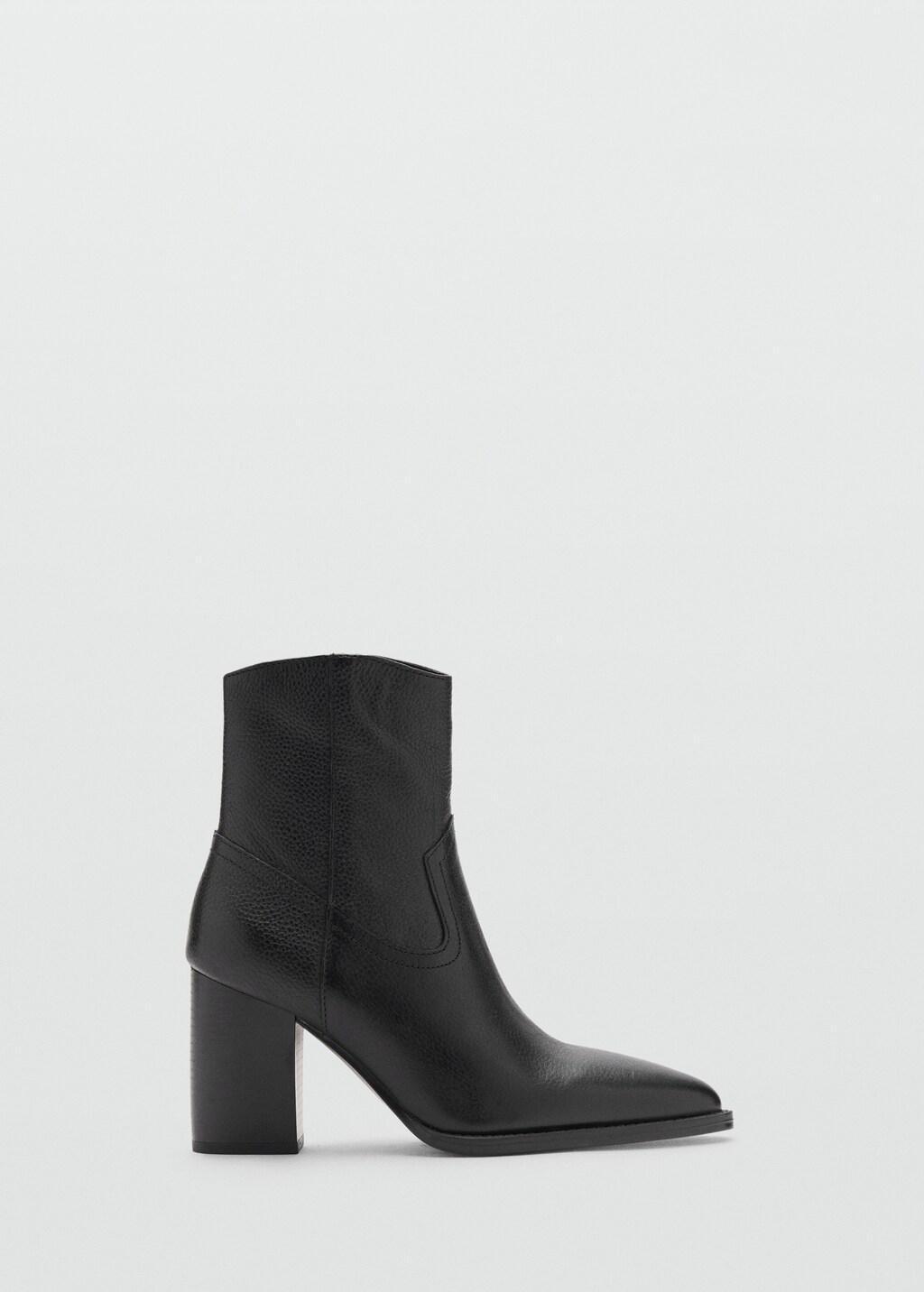 BLACK Leather pointed ankle boots, 0201_99, large image number 4