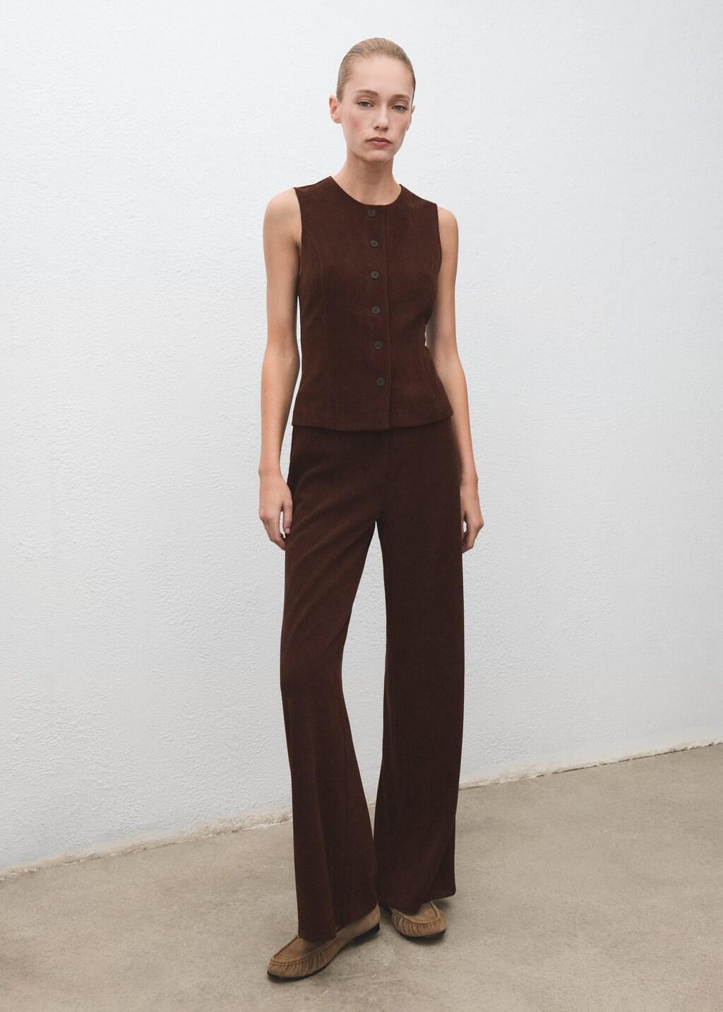 Brown Corduroy Trousers With Elastic Waist, 0201_30, large image number 0