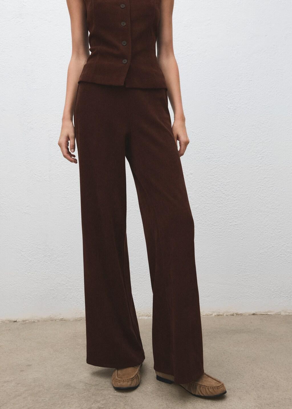 Brown Corduroy Trousers With Elastic Waist, 0201_30, large image number 3