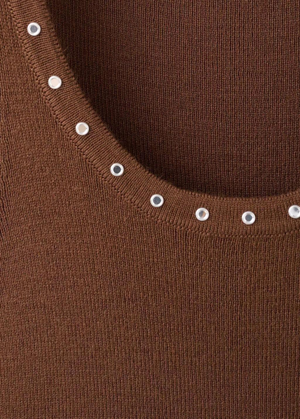 BROWN Knitted top with studs, Brown, large image number 1