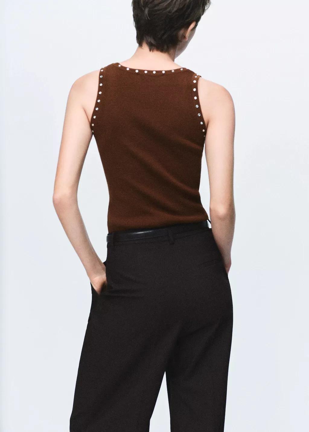 BROWN Knitted top with studs, Brown, large image number 2