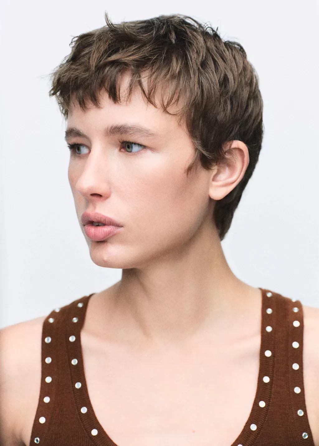 BROWN Knitted top with studs, Brown, large image number 4