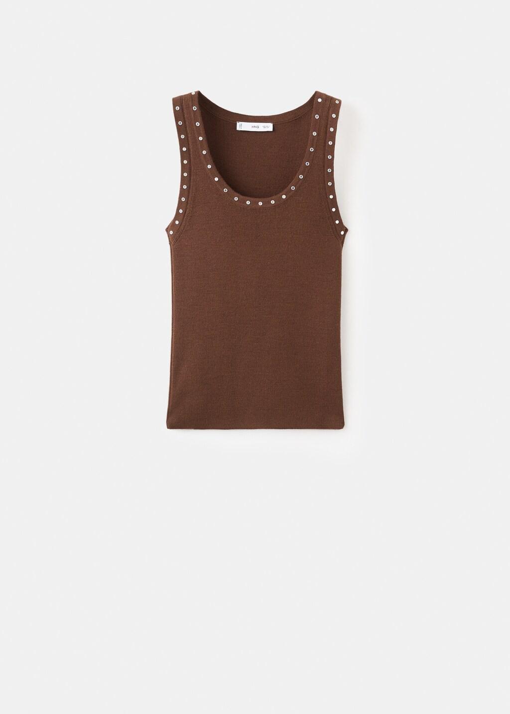 BROWN Knitted top with studs, Brown, large image number 6