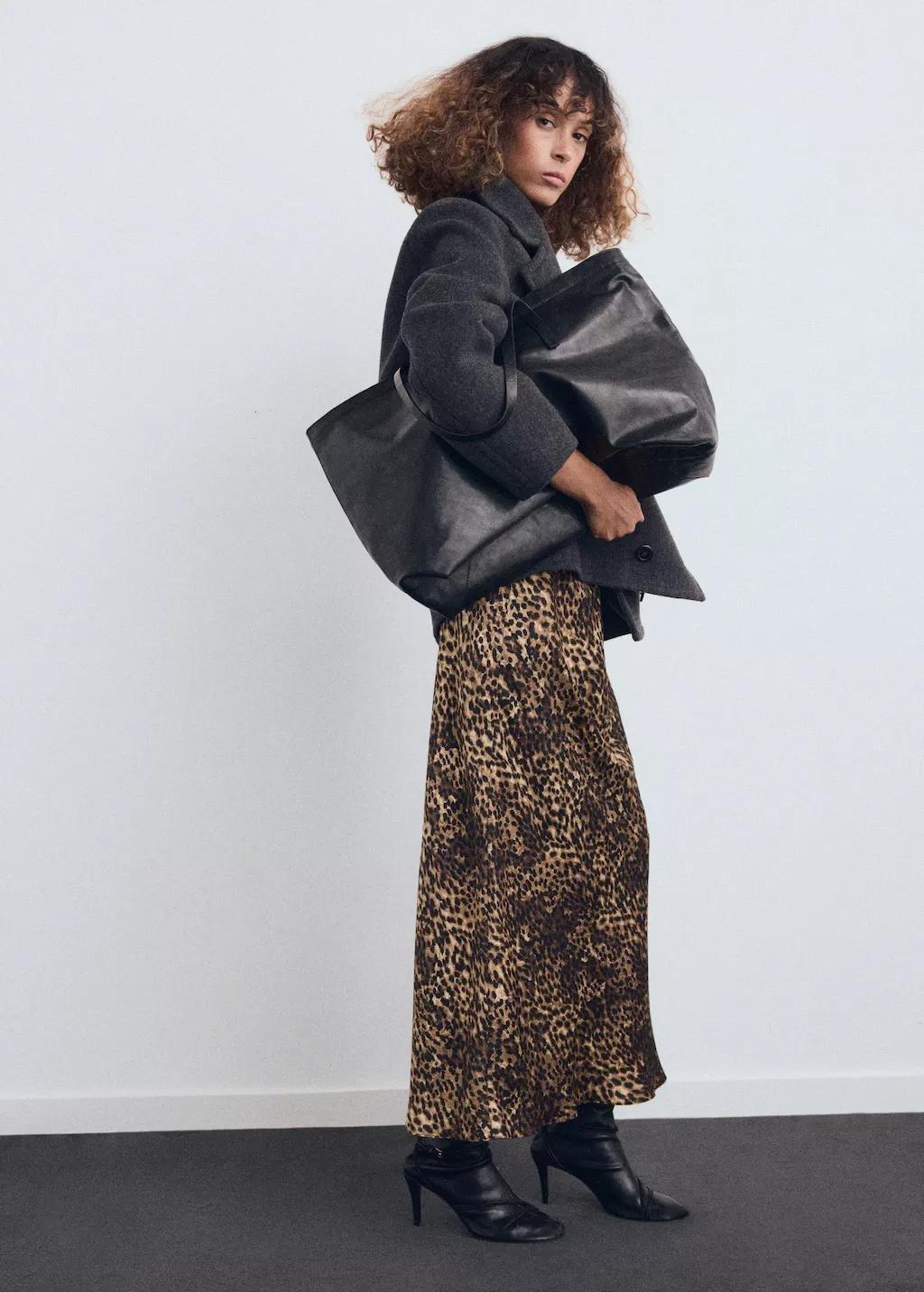 BROWN Leopard-print satin skirt, Brown, large image number 0