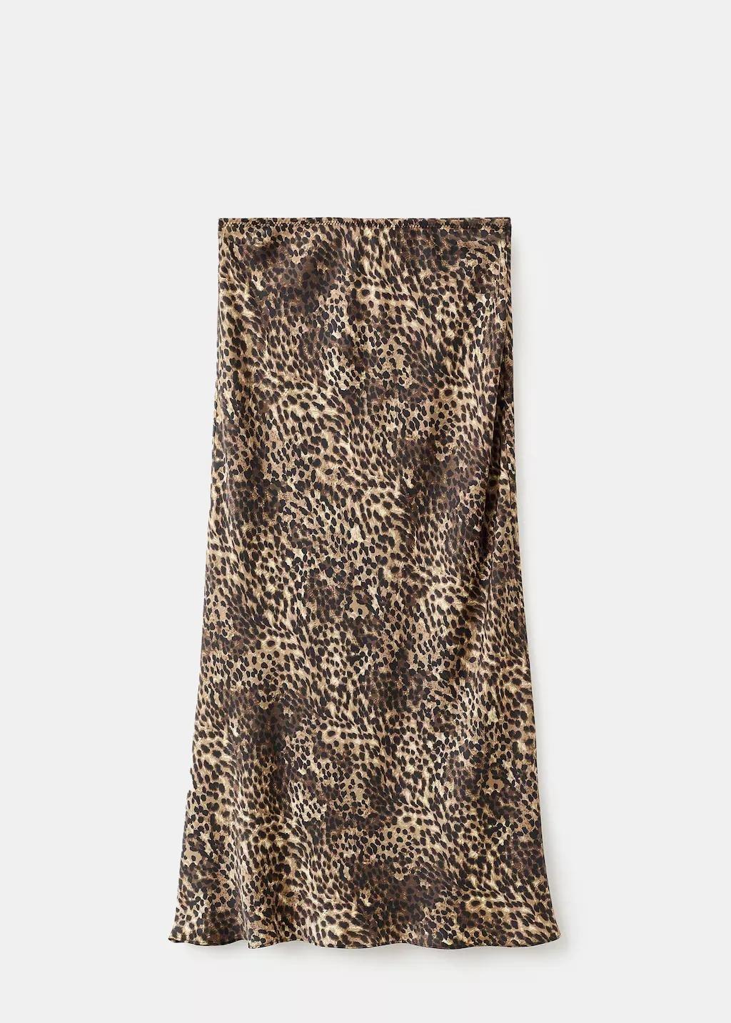 BROWN Leopard-print satin skirt, Brown, large image number 5