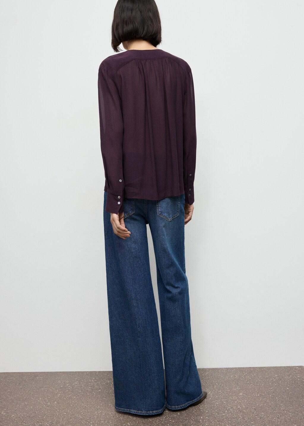 Red Chiffon Blouse With Bow Neckline, 0201_78, large image number 2