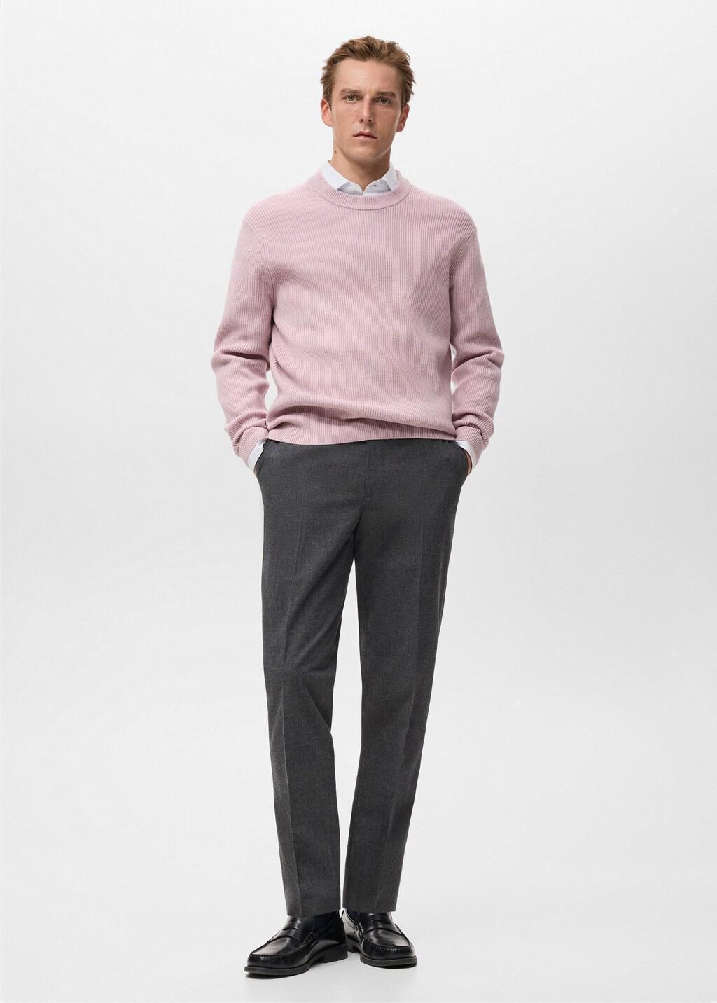 Grey Slim-Fit Flannel Trousers, Dark Grey, large image number 0