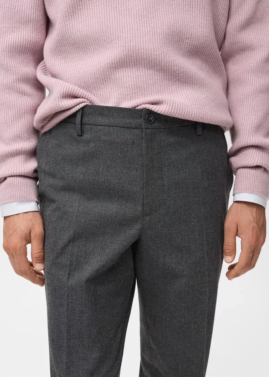 Grey Slim-Fit Flannel Trousers, Dark Grey, large image number 4