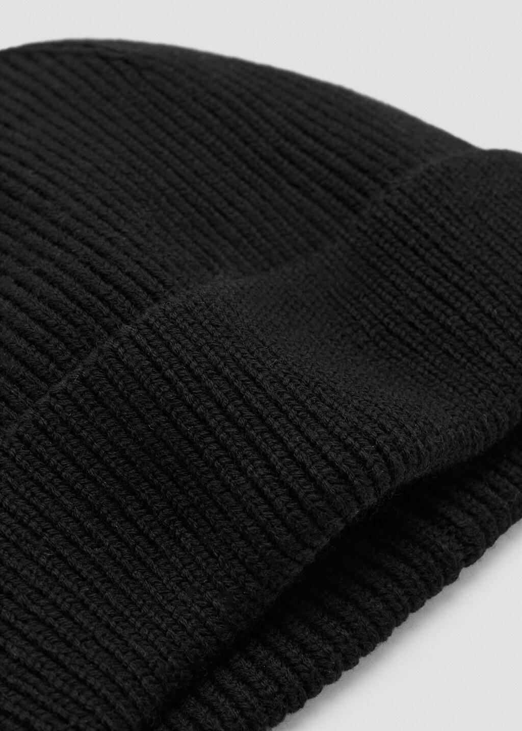BLACK Ribbed wool hat, , large image number 0