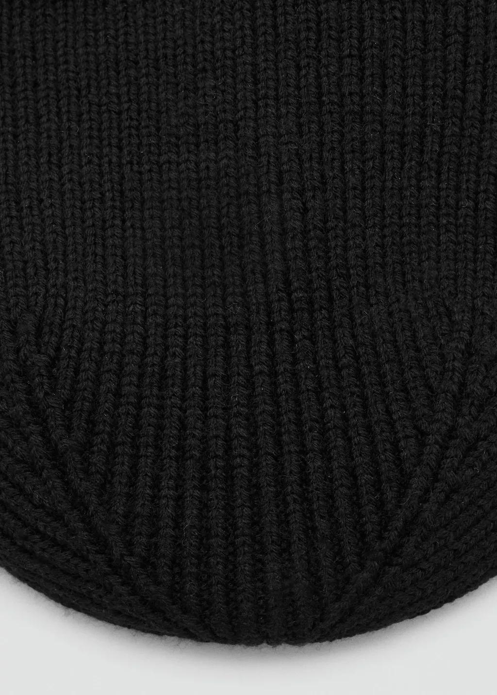 BLACK Ribbed wool hat, , large image number 1