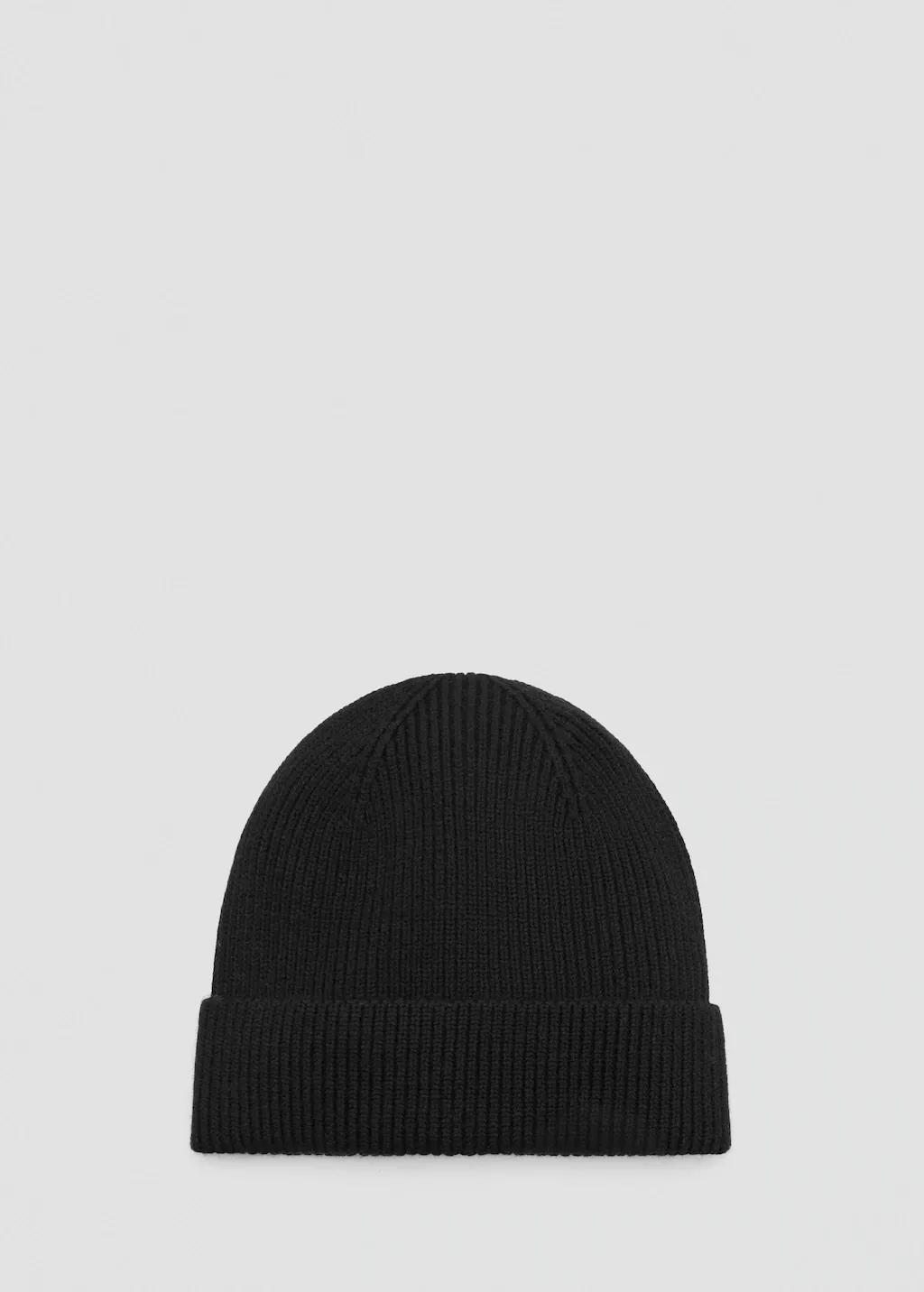 BLACK Ribbed wool hat, , large image number 2