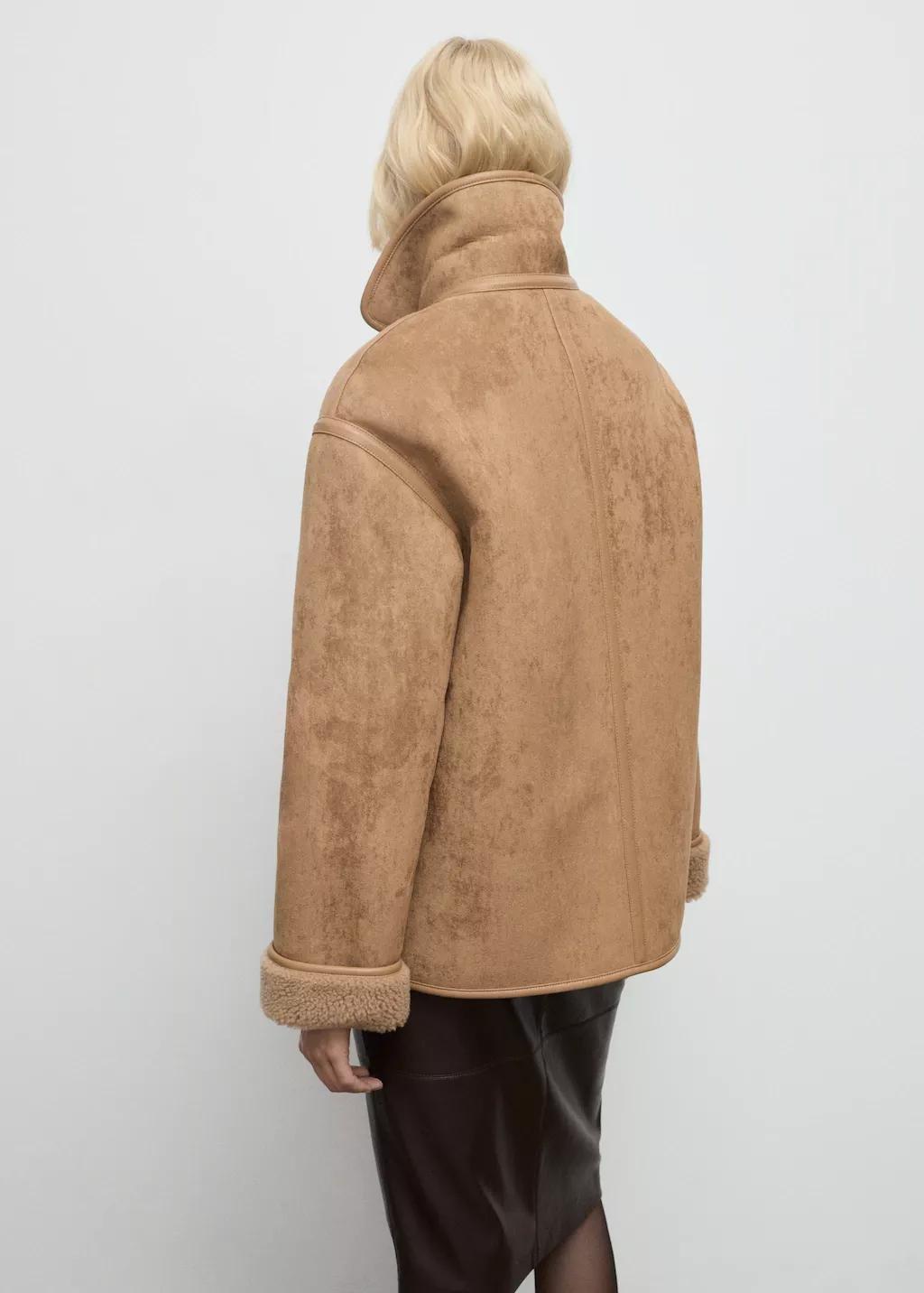MEDIUM BROWN Faux-shearling leather-effect coat, Medium Brown, large image number 2