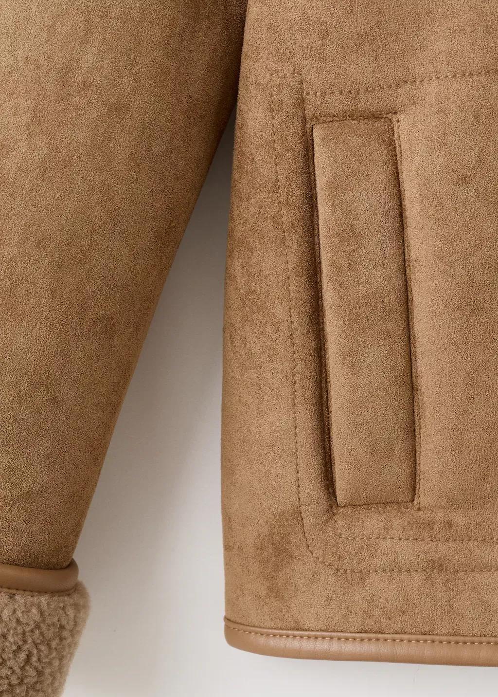 MEDIUM BROWN Faux-shearling leather-effect coat, Medium Brown, large image number 4