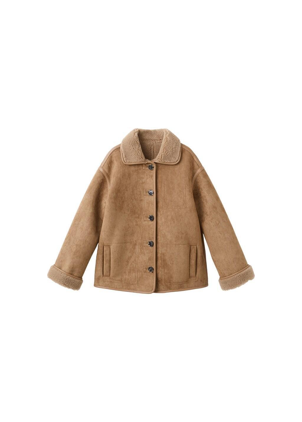 MEDIUM BROWN Faux-shearling leather-effect coat, Medium Brown, large image number 6