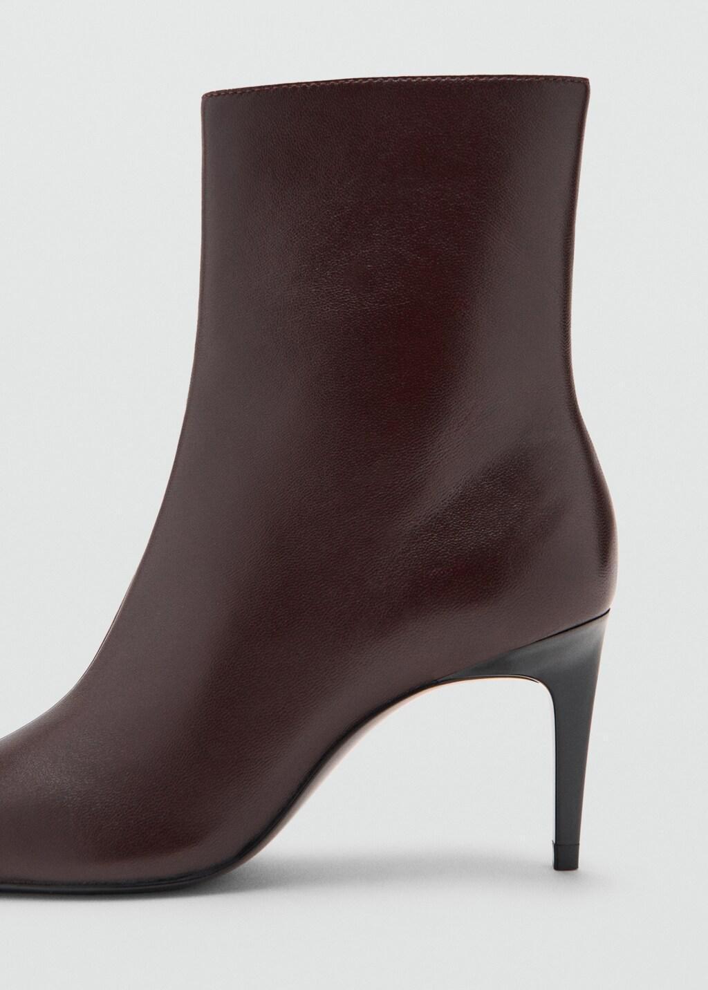 DARK BROWN Leather pointed ankle boots, Dark Brown, medium