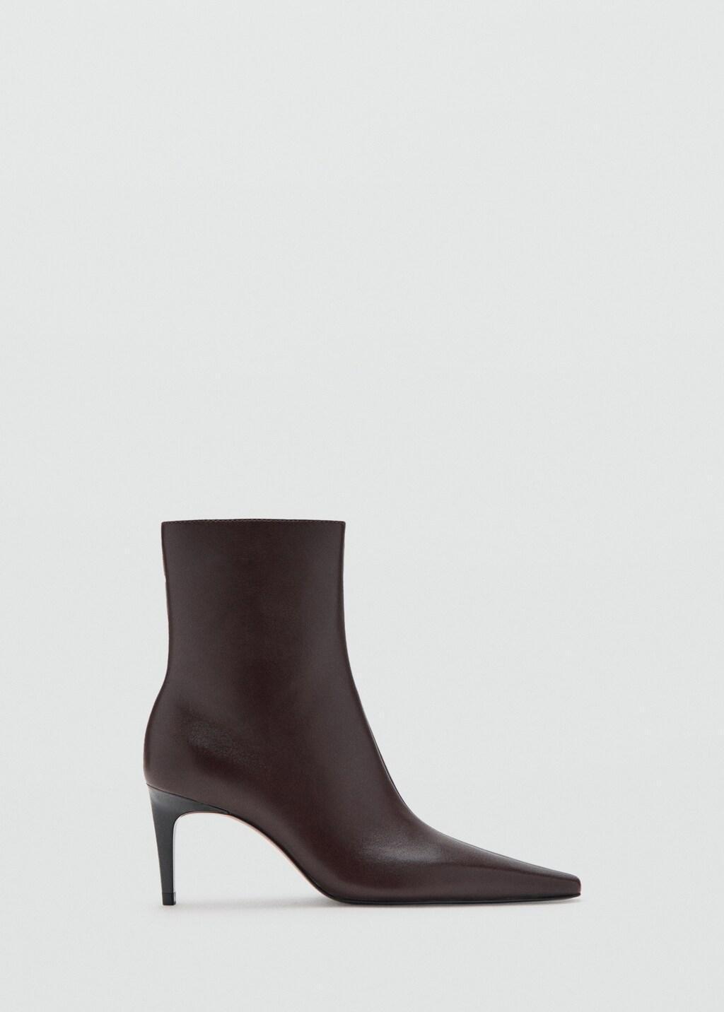 DARK BROWN Leather pointed ankle boots, Dark Brown, large image number 2