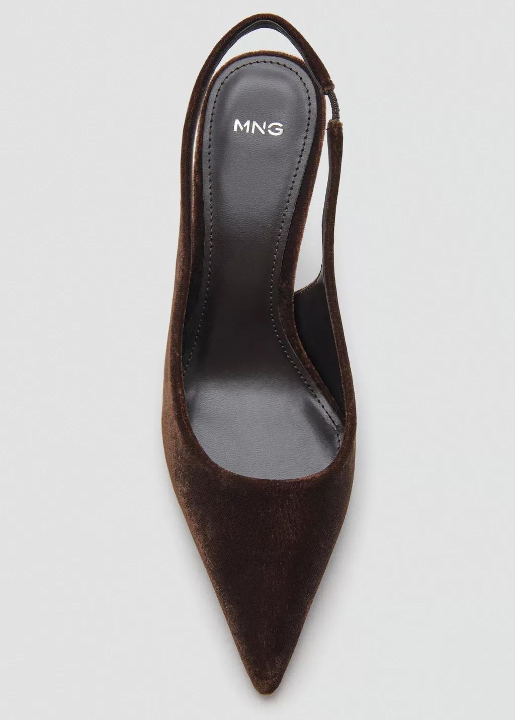 DARK BROWN Velvet heeled shoes, 0201_32, medium