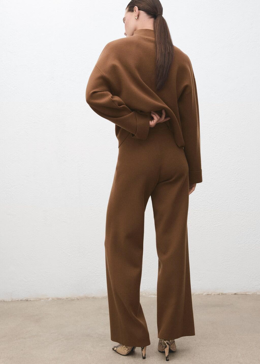 DARK BROWN Straight knitted trousers, 0201_17, medium