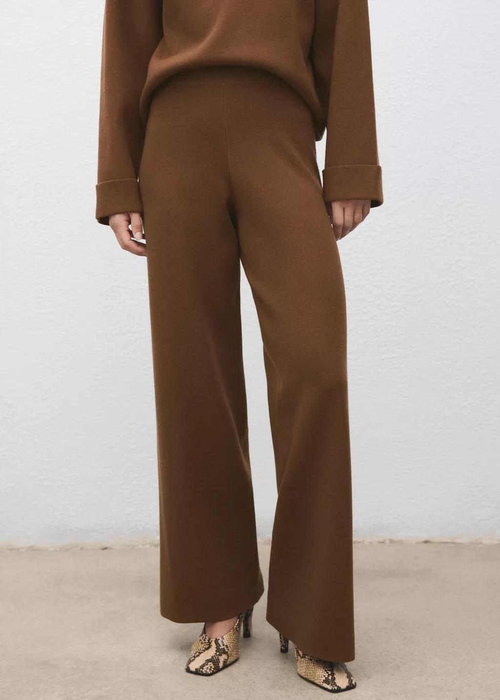 DARK BROWN Straight knitted trousers, 0201_17, large image number 3