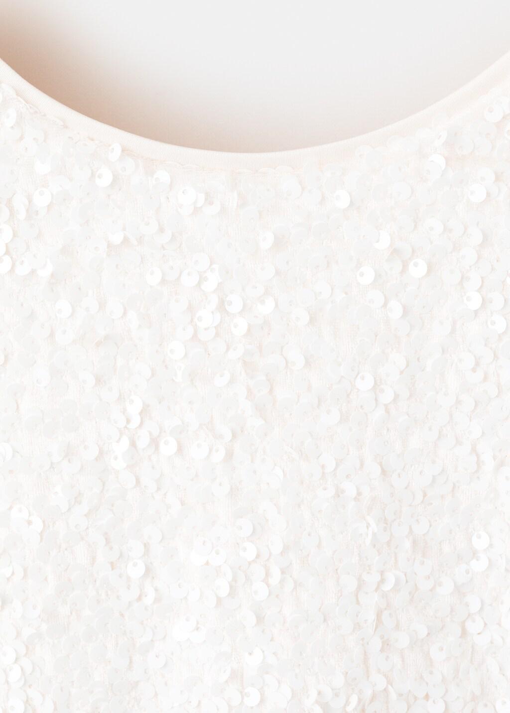 Cream Short Dress With Sequins, Natural White, large image number 1